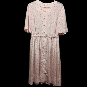 Vintage - Pink Rose Lightweight House Dress - Size L